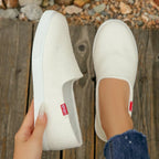 Zapatos Planos Beige de Punto | Transpirables | Sin Cordones | Talla Grande