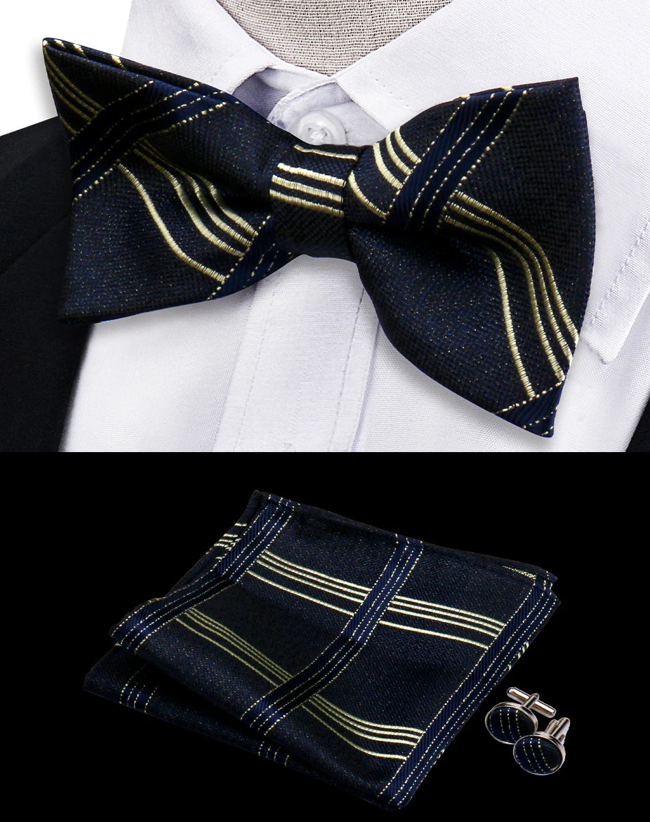 Conjunto Pajarita Pañuelo Gemelos Estilo Novedad Elegancia Pura Vida