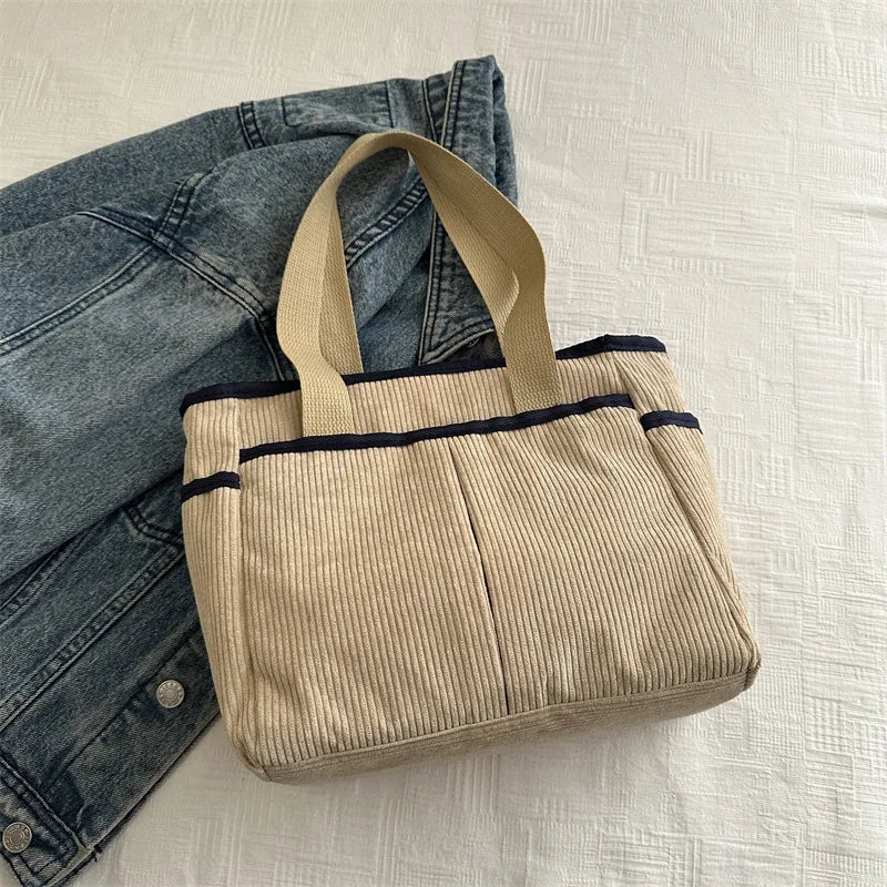 Bolso Hombro Pana Mujer Vintage Gran Capacidad Informal