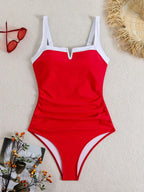 Traje de Baño Sexy de Cuello V y Cintura Alta | Playa