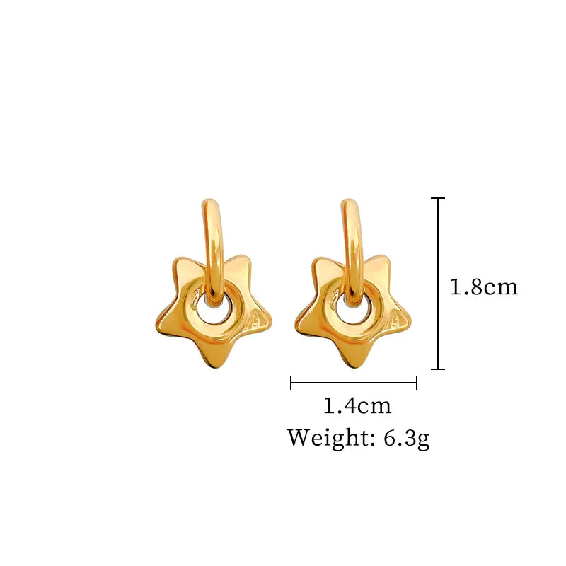Pendientes de aro de estrella simples de Color dorado de acero inoxidable para mujeres y niñas, accesorios para las orejas a la moda, regalos de joyería