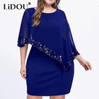 Vestido de Fiesta | Talla Grande | Lentejuelas y Hombros Descubiertos