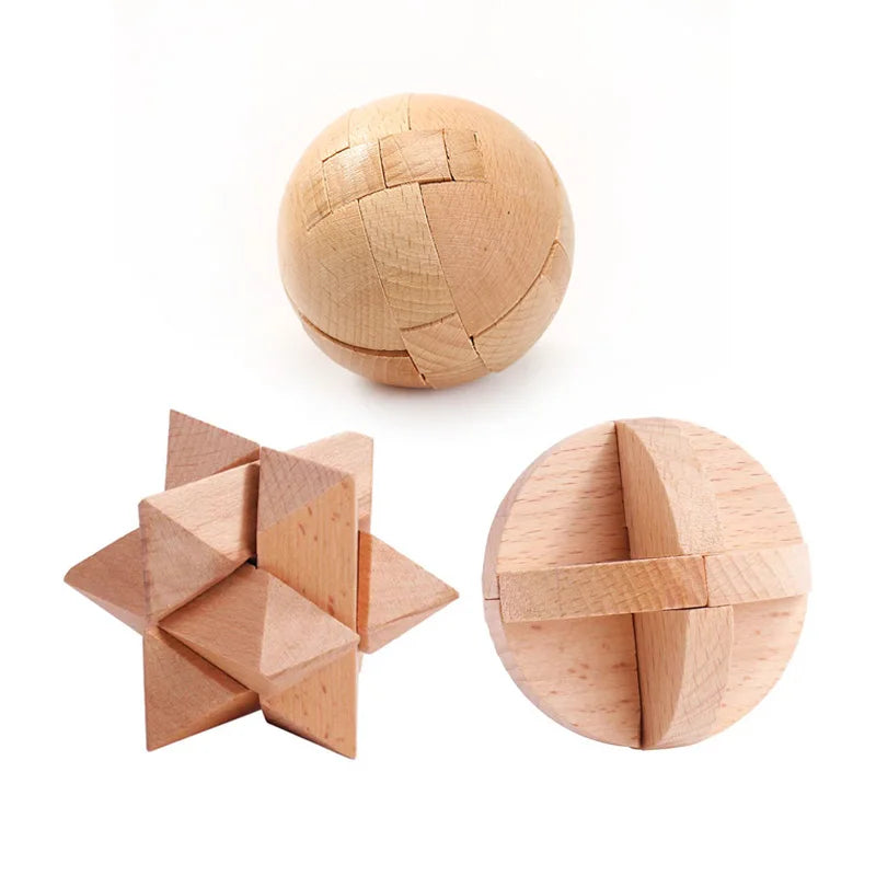 Juego de 3 uds. De rompecabezas de madera LuBan Lock, rompecabezas, juguetes de prueba IQ, juegos mentales educativos para adultos y niños, juego de enclavamiento desbloqueado