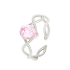 Anillos de cobre con corona de princesa de circón rosa dulce para mujeres y niñas, anillo abierto ajustable para dedo, accesorios, regalos para niños y amigos