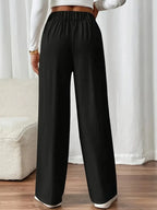 Pantalón Drapeado Elegante | Cintura Alta, Recto, Suelto y Color Sólido Verano 2025