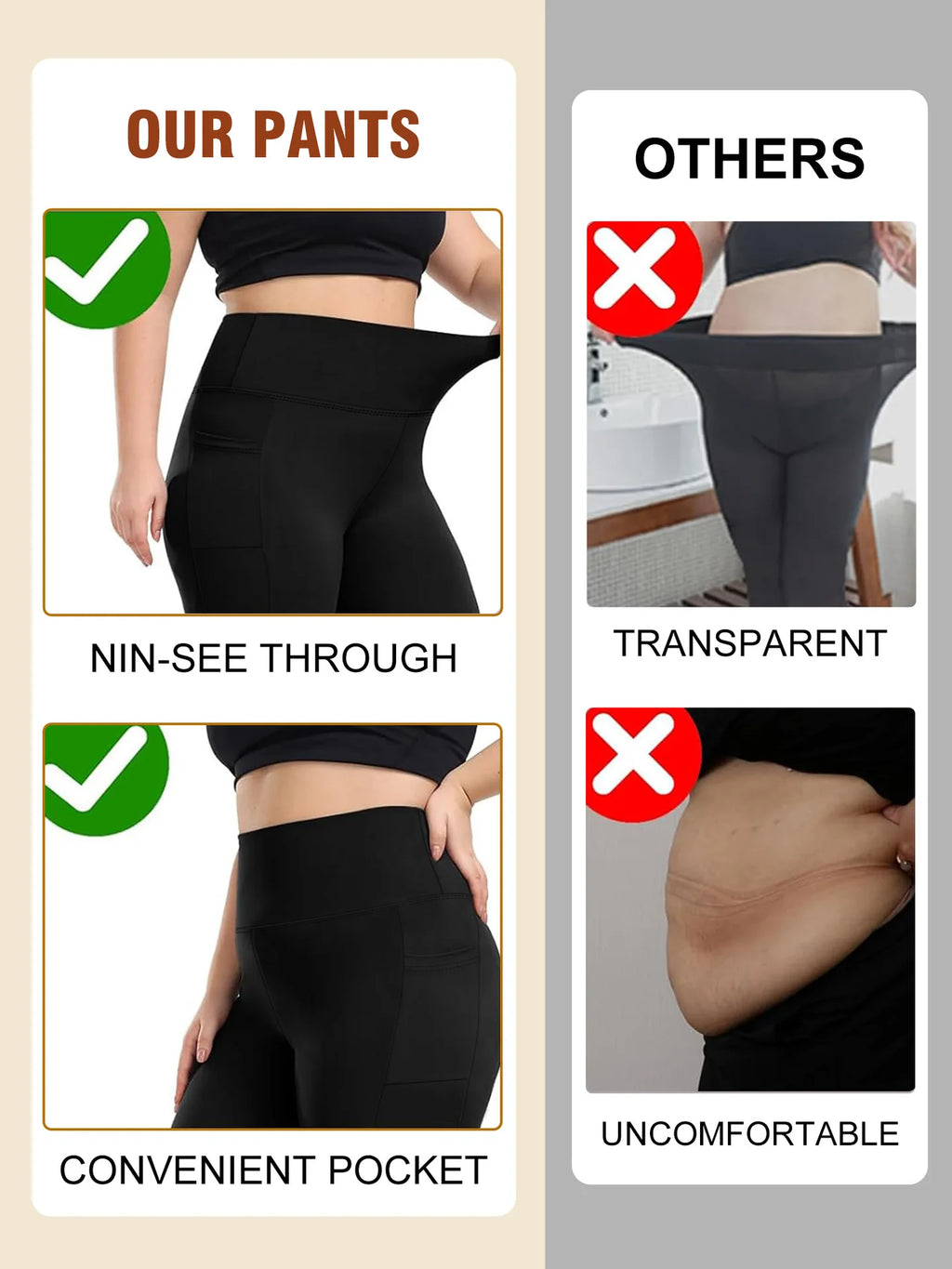Leggings Yoga Talla Grande | Cintura Alta con Bolsillos | Levantamiento de Glúteos | Tico Trendy