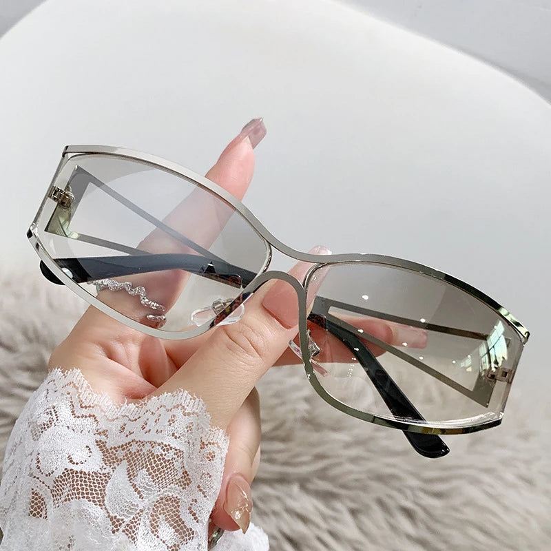 Gafas Sol Y2K Ahuecadas Envolventes Gradiente | Estilo Punk Steampunk Viajar