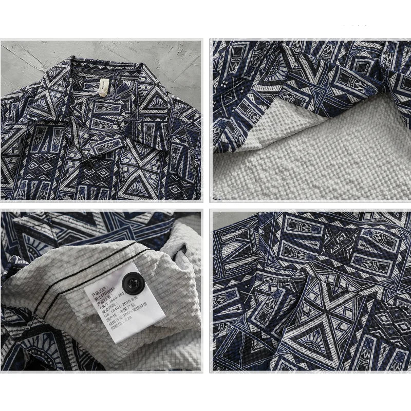 Camisa Hawaiana Hombre | Estampado Geométrico | Manga Corta | Verano | Ticotrendy Costa Rica