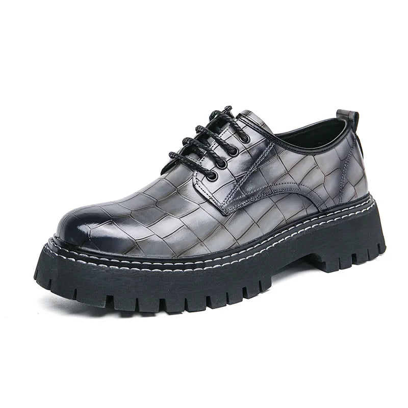 Zapatos Vestir Marrones Hombre | A Cuadros Cordones Punta Redonda Informal Negocios
