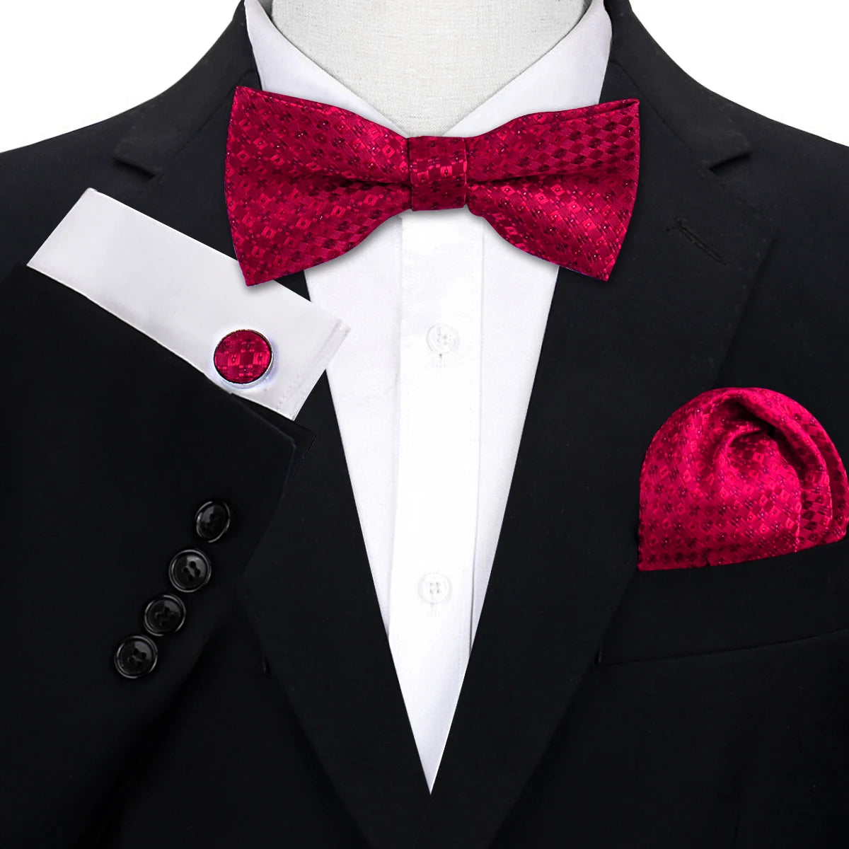 Conjunto Pajarita Pañuelo Gemelos Estilo Novedad Elegancia Pura Vida