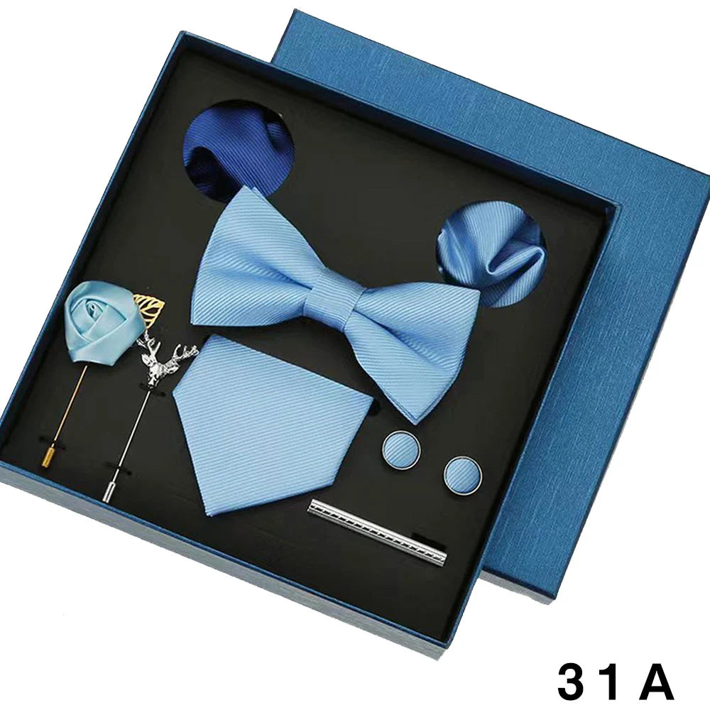 Set Corbata Pañuelo Gemelos Elegancia Formal Estilo Tico Regalo