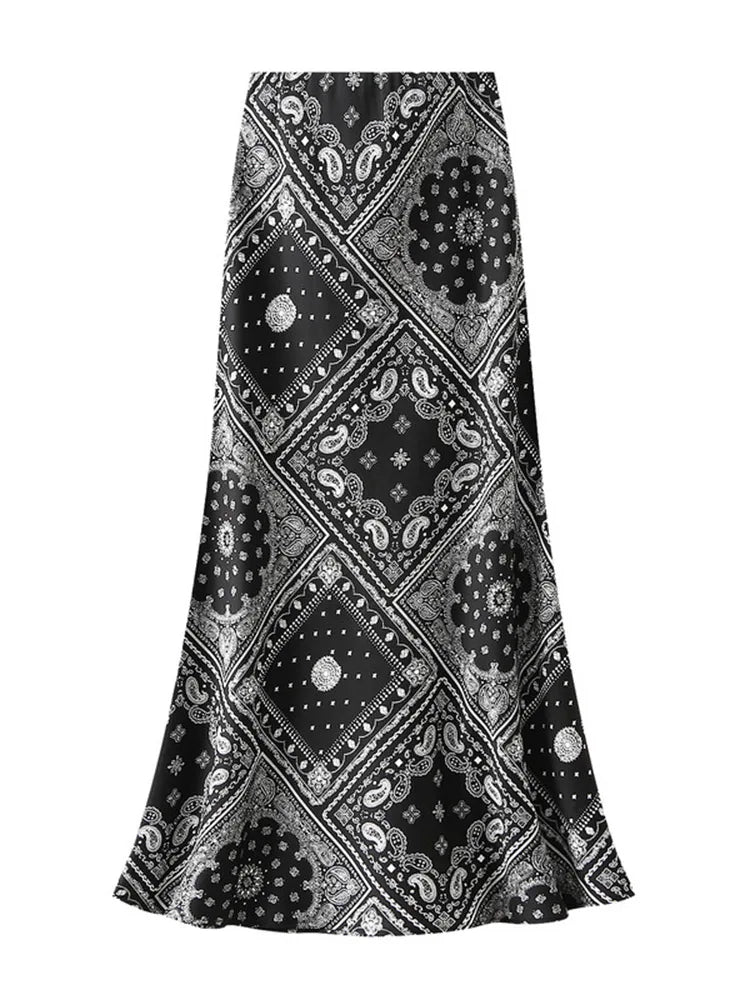 Falda Vintage de Satén | Estampado Floral Elegante