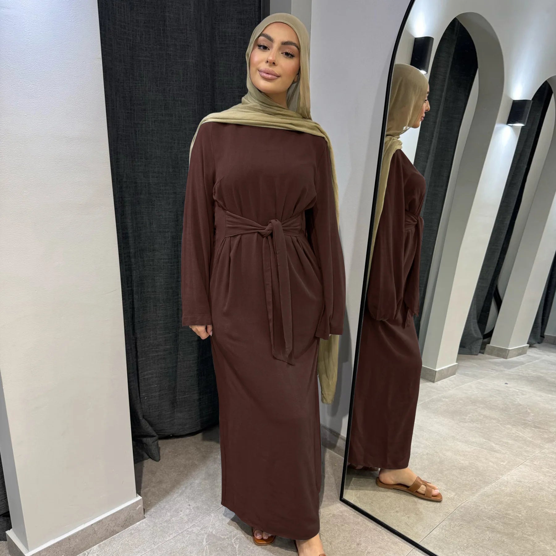 Vestido Bandage de lino y algodón Eid para mujer, vestido de fiesta Abaya musulmán, caftán árabe de Dubái, Turquía, Marruecos, vestido islámico