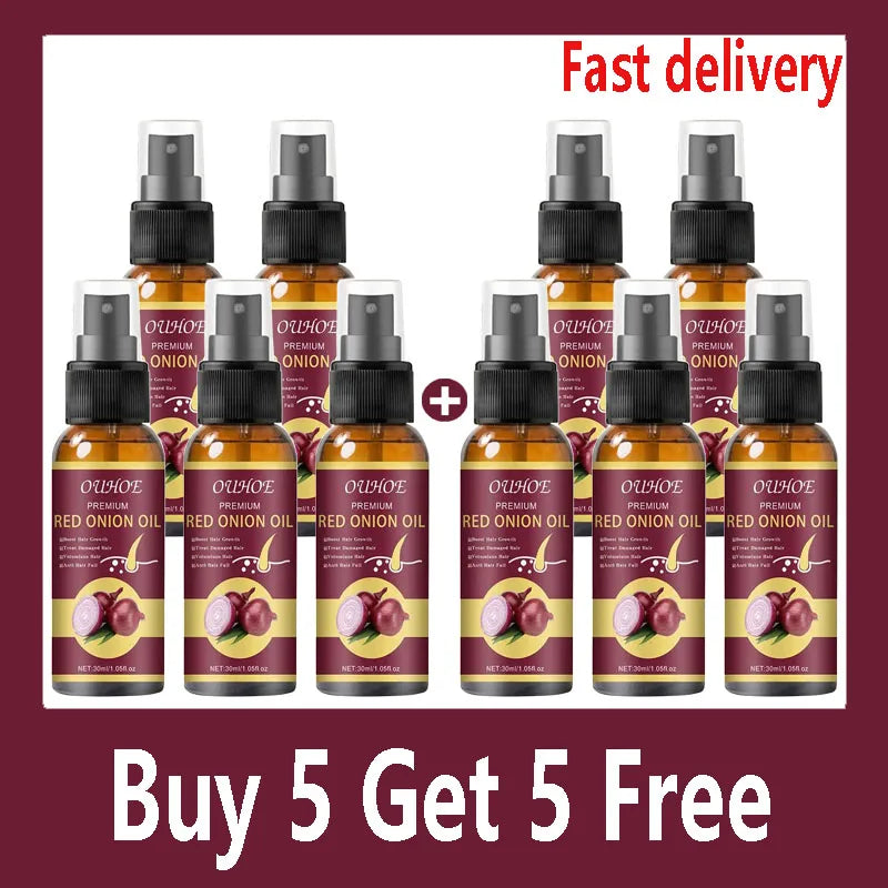 Spray para el cuidado del aceite esencial para el crecimiento del cabello, cebolla roja, previene la caída del cabello, nutre las raíces, mejora la textura del cabello, productos para el cuidado