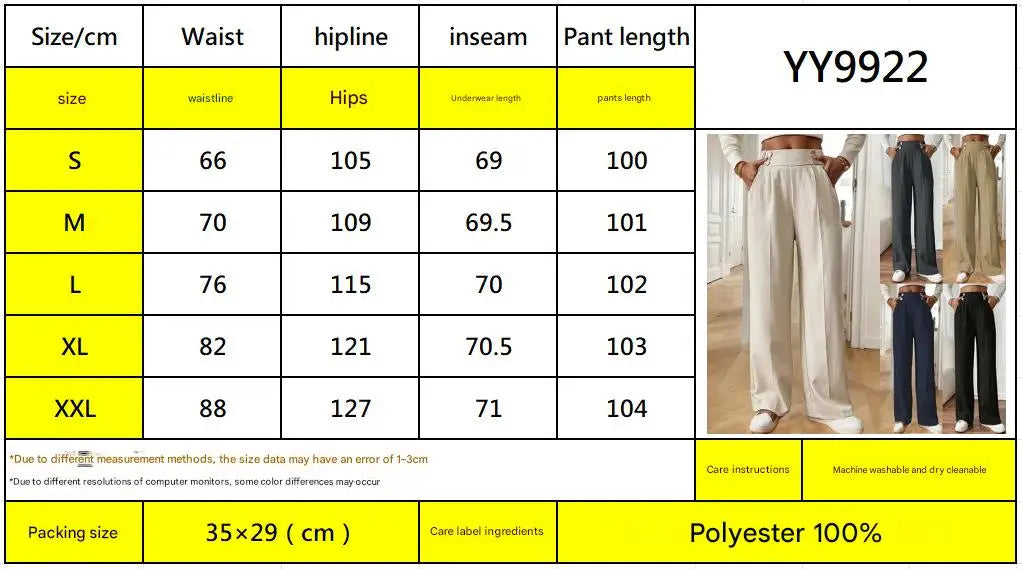 Pantalón Drapeado Elegante | Cintura Alta, Recto, Suelto y Color Sólido Verano 2025
