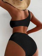 Bikini de Un Hombro y Tiro Alto - Conjunto Elegante para la Arena