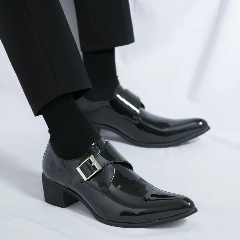 Mocasines Negros Lujo Hombre | Punta Puntiaguda Sin Cordones Zapatos Oxford Boda