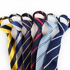 Corbata Preatada Con Cremallera Rayada Elegante y Práctica Para Bodas