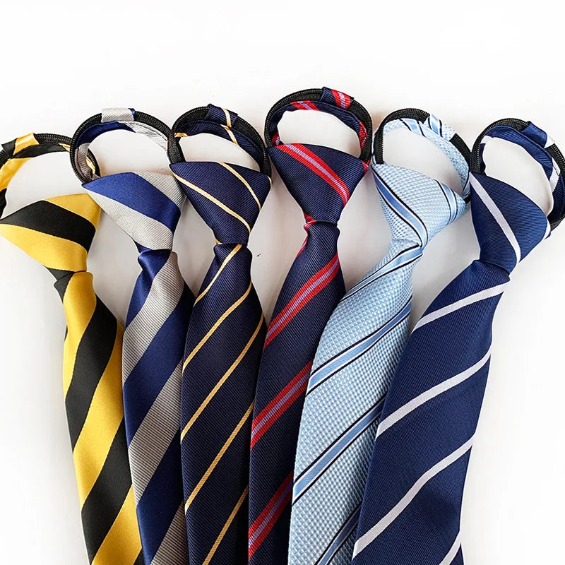 Corbata Preatada Con Cremallera Rayada Elegante y Práctica Para Bodas