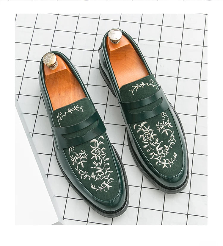 Mocasines Lujo Hombre Punta Redonda Cuero PU Formales Negocios | Sin Cordones