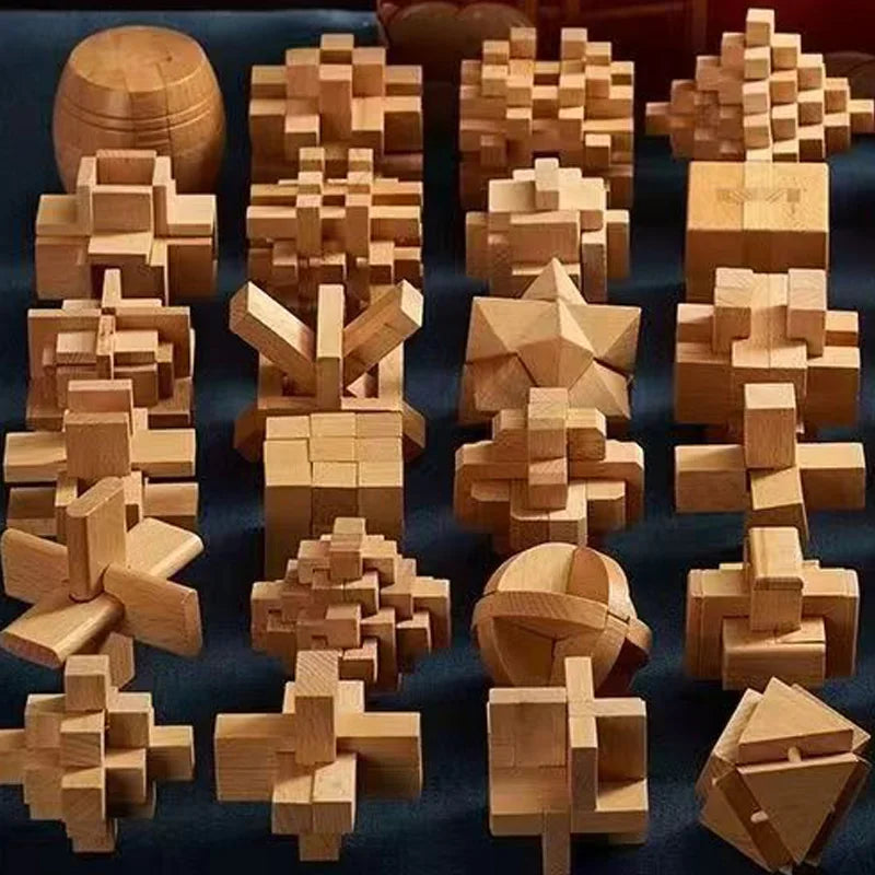 Juego de 3 uds. De rompecabezas de madera LuBan Lock, rompecabezas, juguetes de prueba IQ, juegos mentales educativos para adultos y niños, juego de enclavamiento desbloqueado