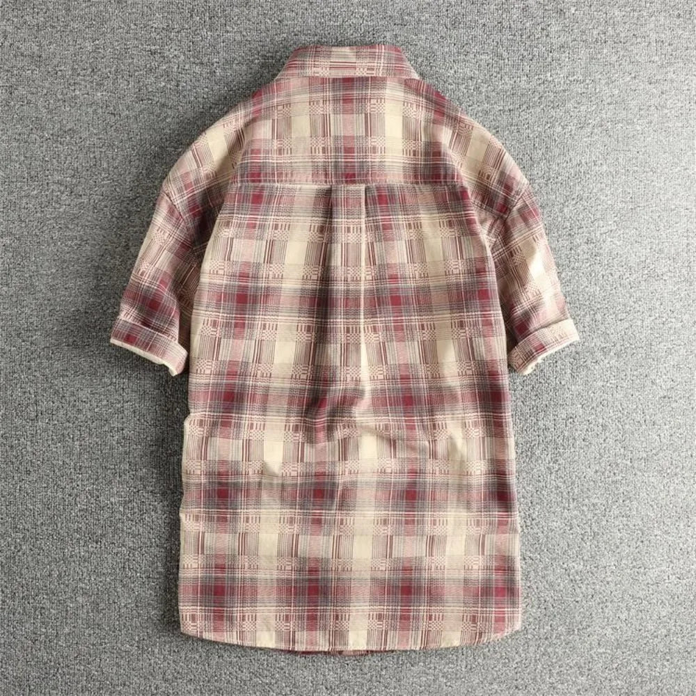 Camisa Retro Hombre | Cuadros Tartán | Algodón Tejido | Corte Holgado | Ticotrendy