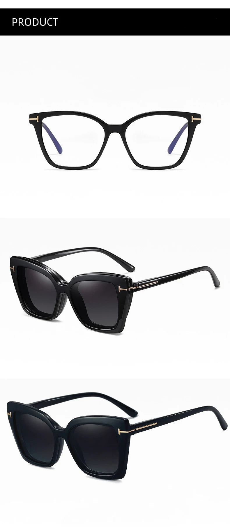 Gafas de Sol Tipo Ojo de Gato | Clip Magnético 3 en 1 | Lentes Graduadas Personalizables