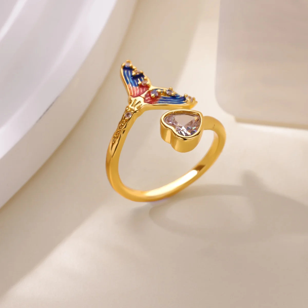 Anillo Mariposa Ticotrendy | Zirconia y Cola Pez | Acero Inox Oro | Joyería Moda 2025
