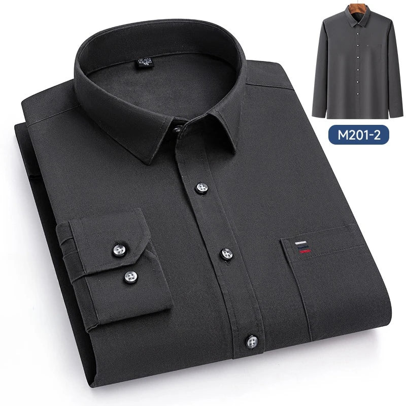 Camisa Algodón Manga Larga | Bolsillo | Negro Clásico | Ajuste Regular Hombre | Ticotrendy