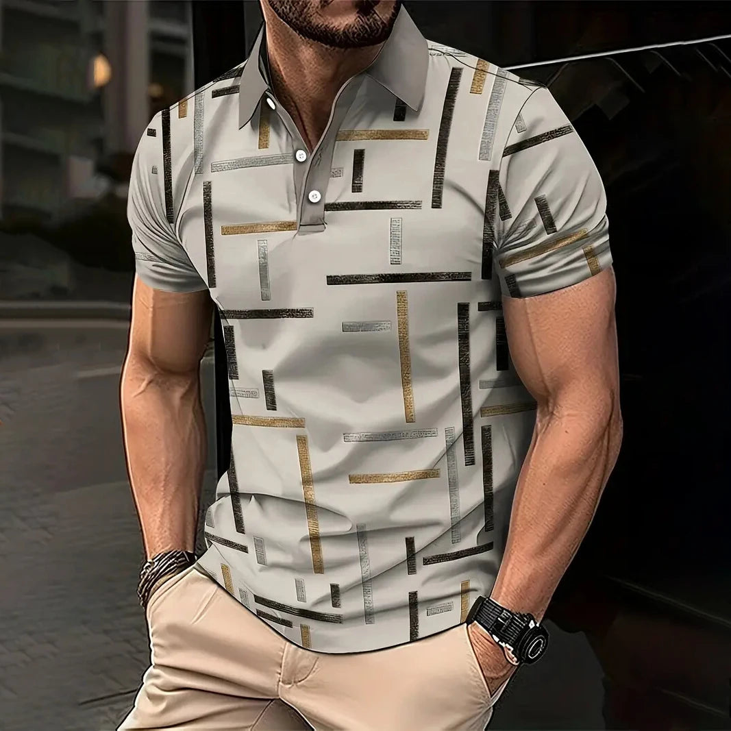 Polo Vintage Hombre Verano | Diseño Estampado Informal Manga Corta Transpirable