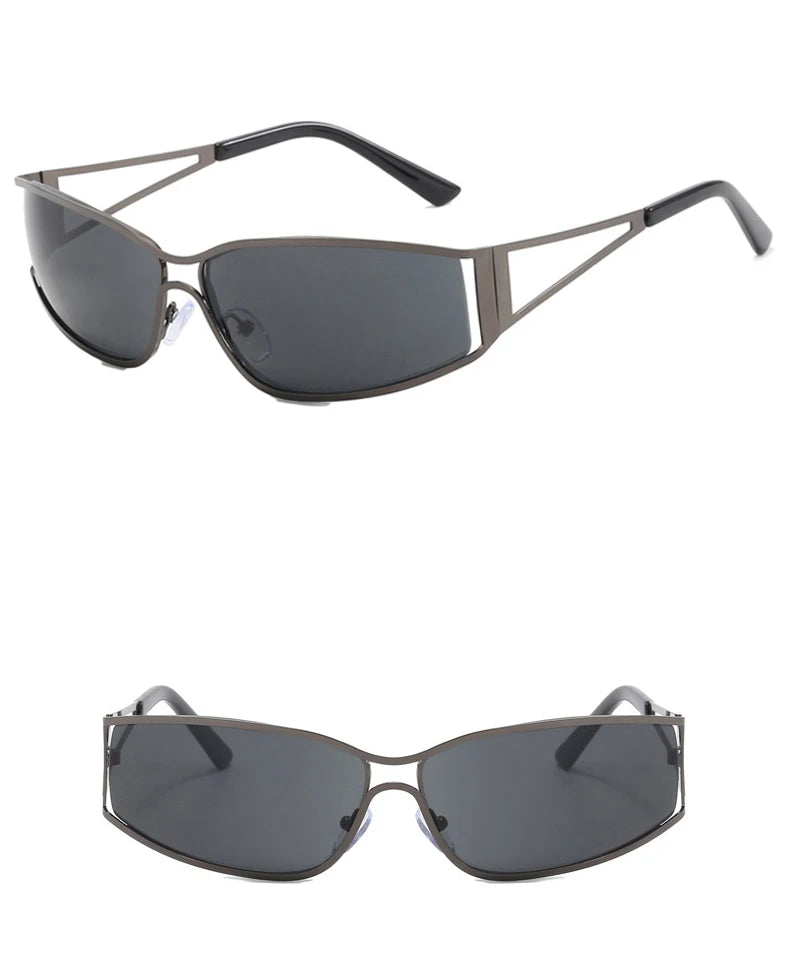 Gafas Sol Y2K Ahuecadas Envolventes Gradiente | Estilo Punk Steampunk Viajar