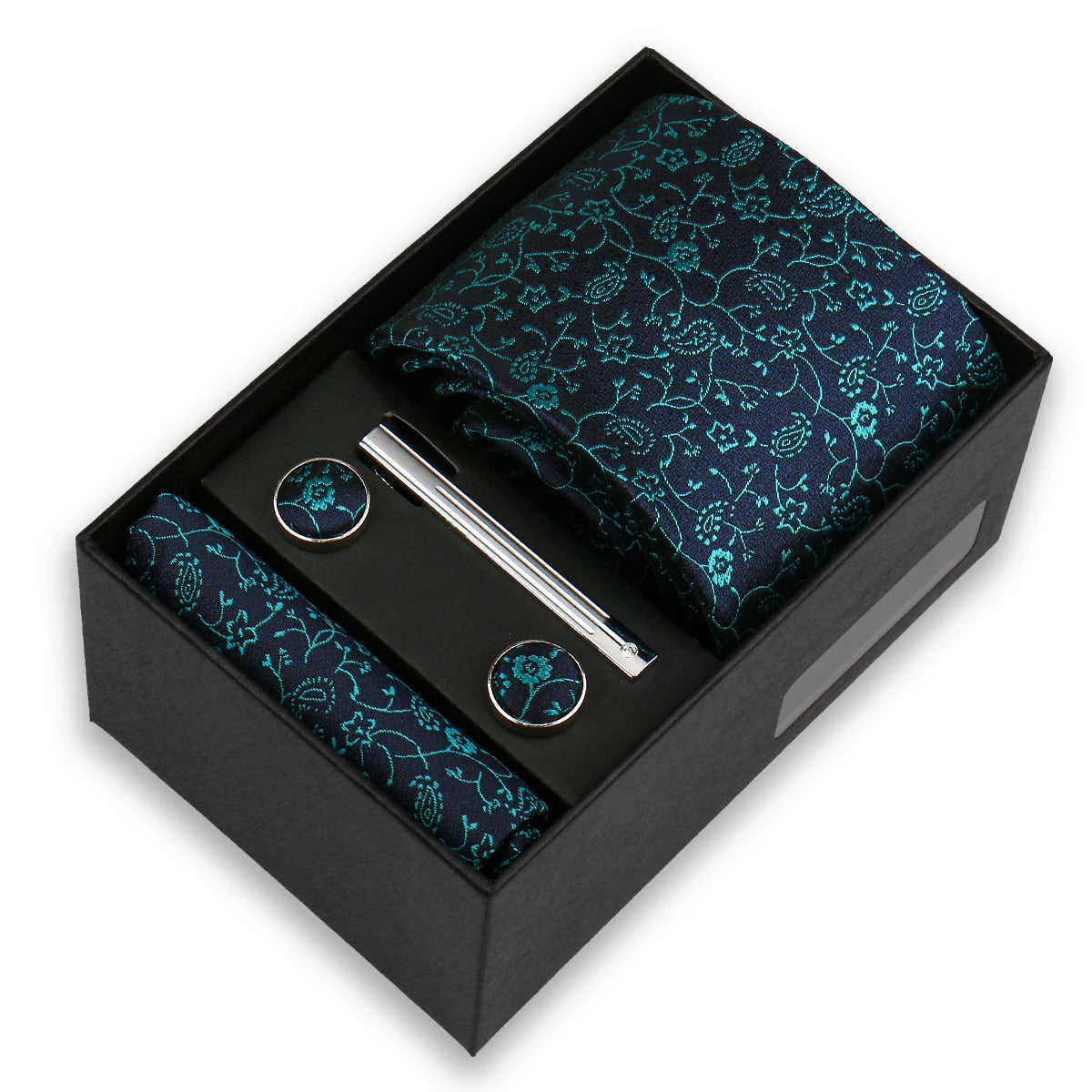 Conjunto De Lujo Corbata Pañuelo Clip Gemelos Accesorio Para Hombres