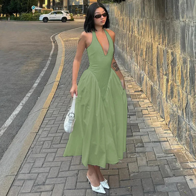 Vestido de fiesta con escote en V y espalda descubierta | Vestidos largos sexys