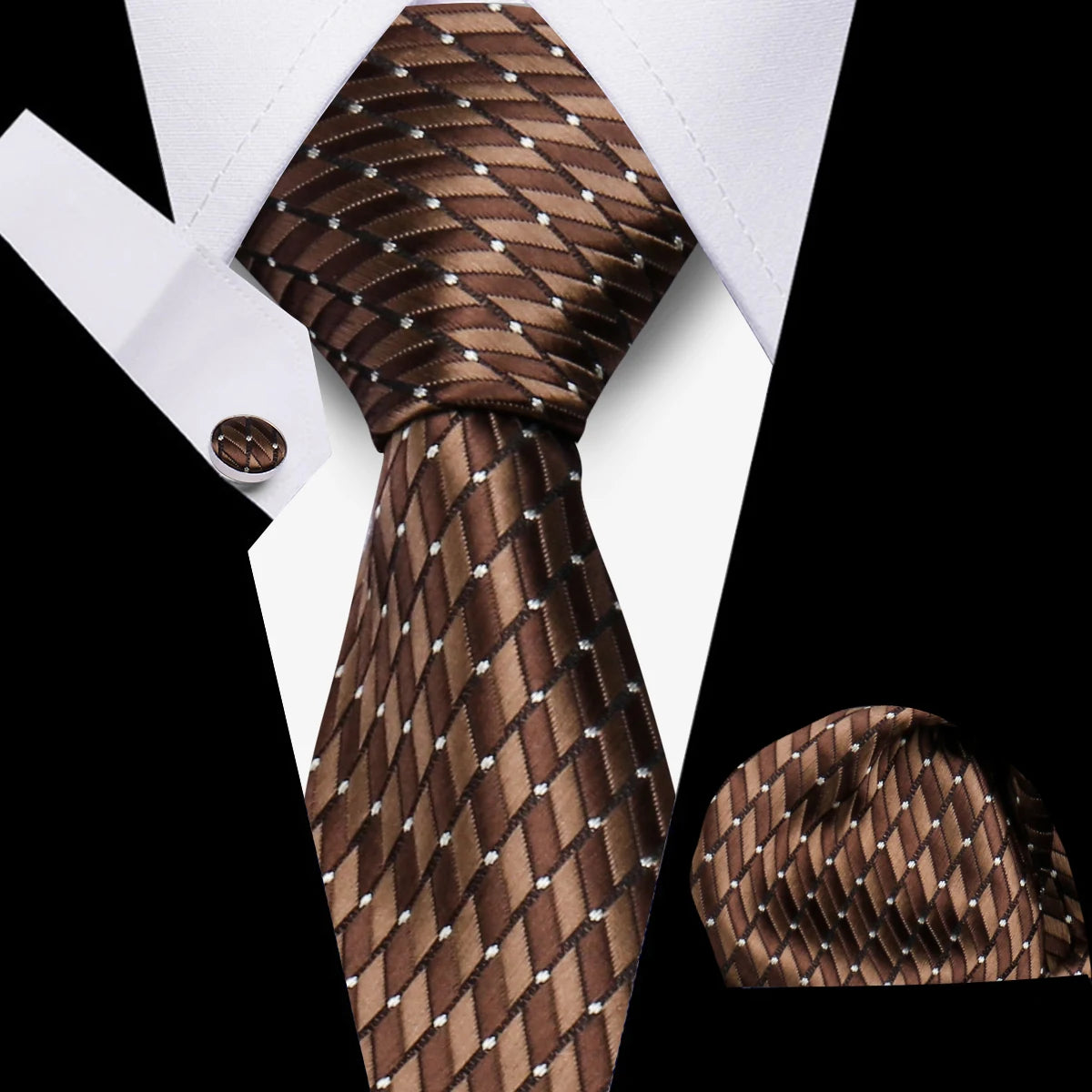 Conjunto Corbata Pañuelo Gemelos Negocios Boda Accesorio De Moda