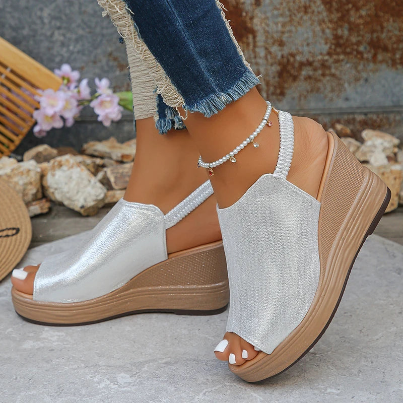 Sandalias de Plataforma con Cuña | Correa Trasera | Mujer