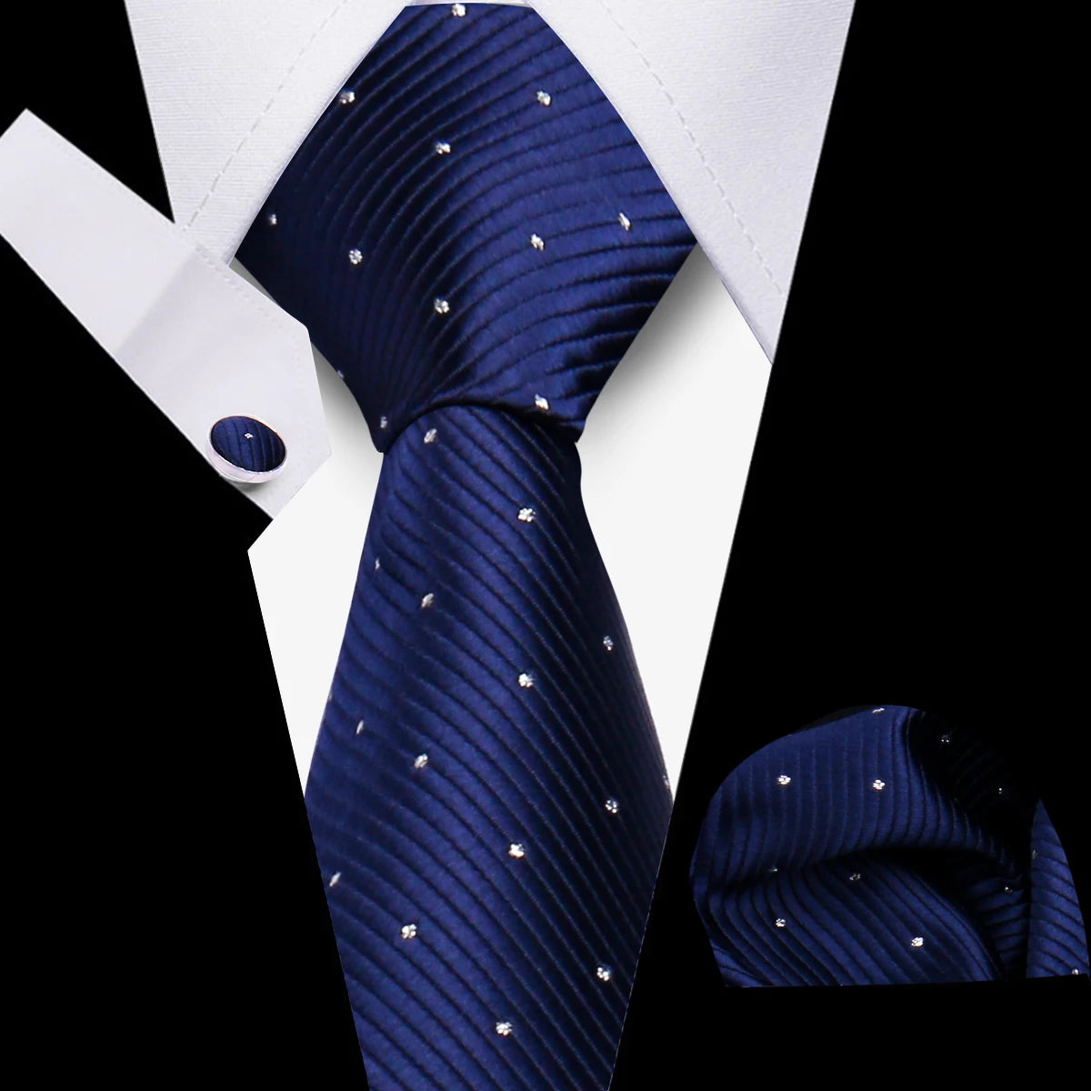 Conjunto Corbata Pañuelo Gemelos Negocios Boda Accesorio De Moda