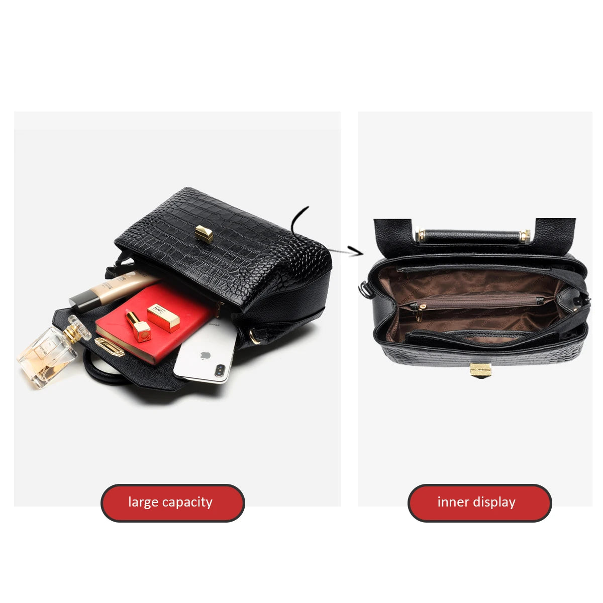 LAORENTOU, bolso elegante con asa superior para mujer, bolso de hombro femenino a la moda de cuero genuino, bolso cruzado de diseño lujoso, regalo para mamá