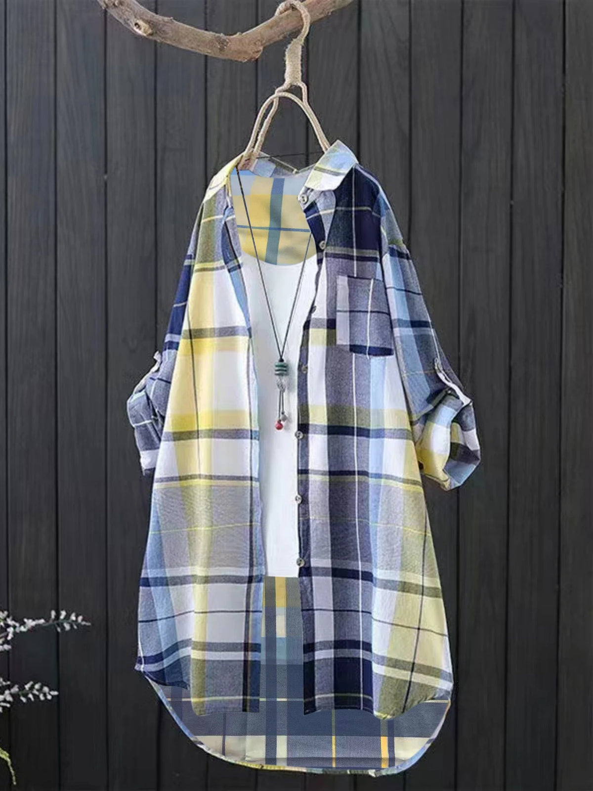 Camisa Cuadros Solapa Protector Solar Plus Size | Manga Larga | Tallas 1XL-5XL | Tico Trendy