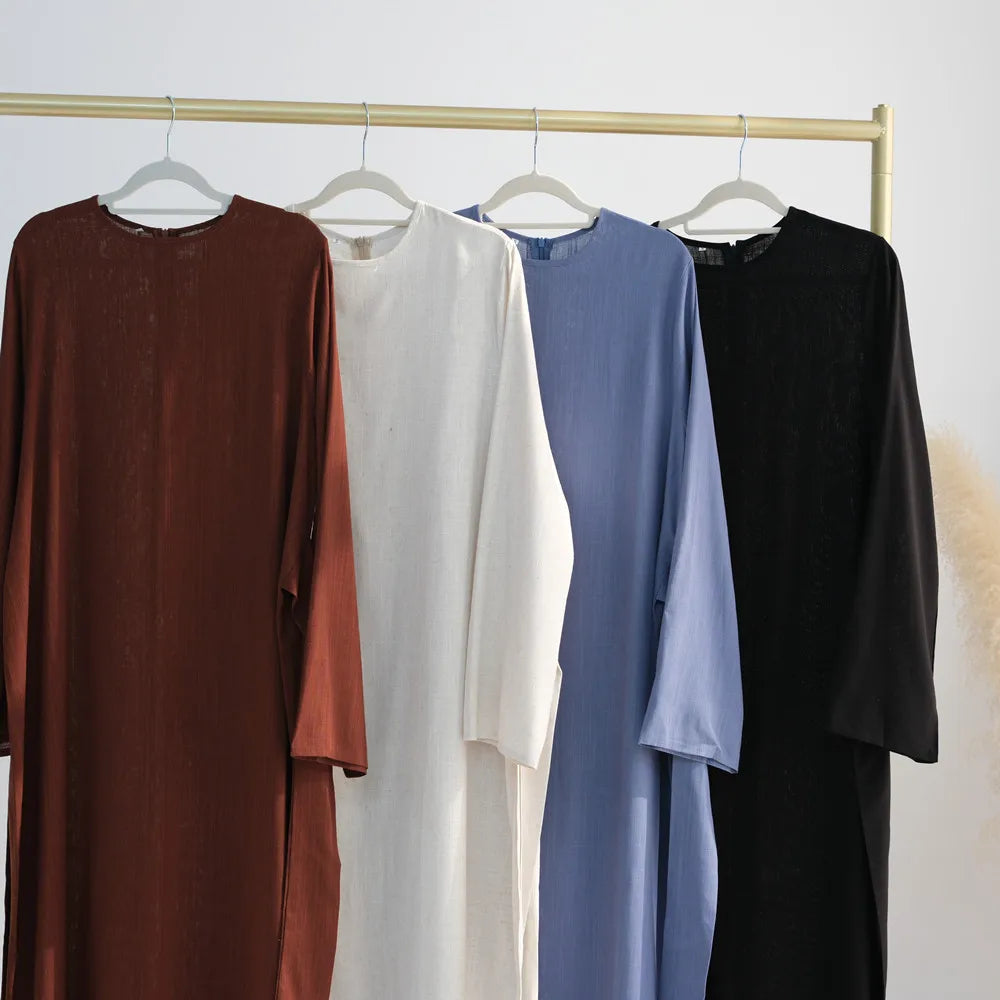 Vestido Bandage de lino y algodón Eid para mujer, vestido de fiesta Abaya musulmán, caftán árabe de Dubái, Turquía, Marruecos, vestido islámico