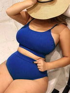 Bikini de Dos Piezas Talla Grande - Color Sólido y Estilo Sexy para Playa