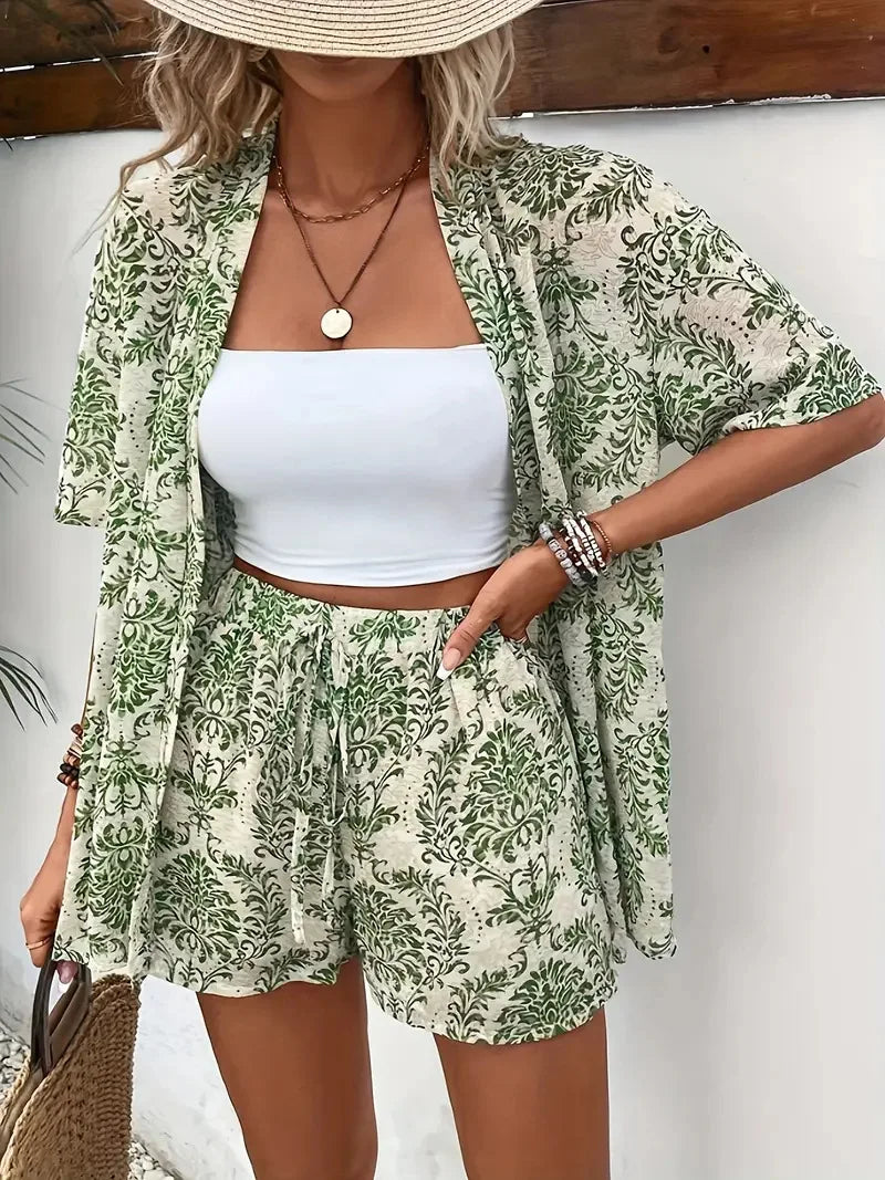 Conjunto Elegante Verano 2025 | Camisa Estampada Resort | Camisa Estampada