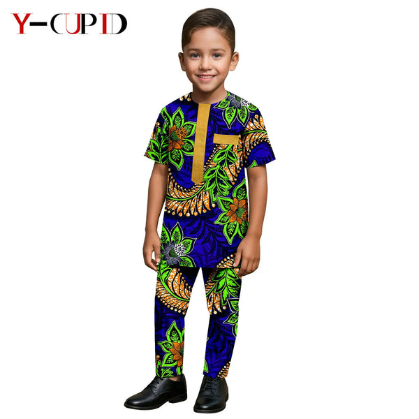 Conjunto Top Pantalón Seda Brillante Dashiki Niño | Tallas XS-XXL | Tico Trendy