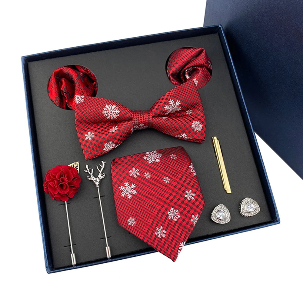 Set De Corbata Pajarita Pañuelo Gemelos Regalo Tico De Lujo