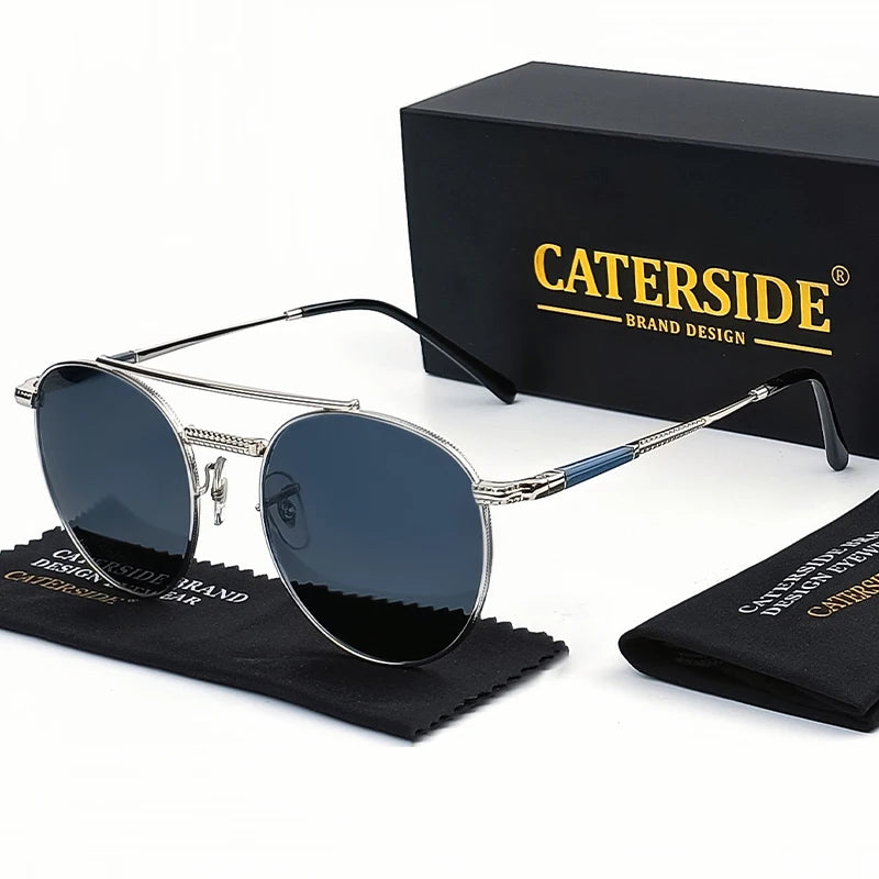 Gafas De Sol Circulares Hombre | Polarizadas UV400 Montura Metal Retro | Casual Clásico