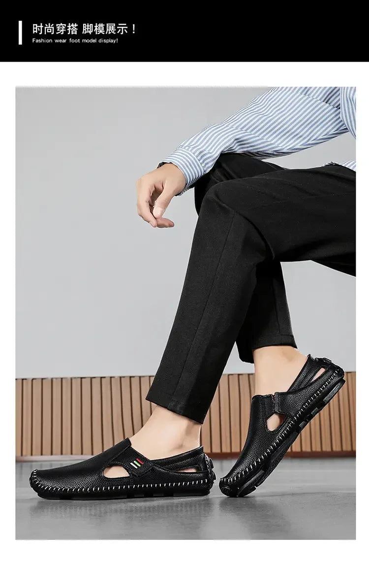 Mocasines Cuero Hombre 2025 ∣ Ahuecados Conducción ∣ Lujo Verano