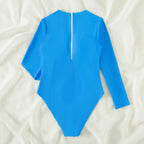 Traje de Baño de Una Pieza Sexy Monocromático de Manga Larga