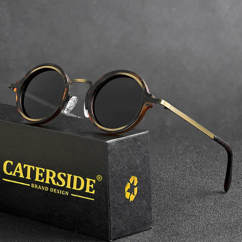 Gafas de Sol Polarizadas CATERSIDE | Redondas Retro | Marco Metal Punk