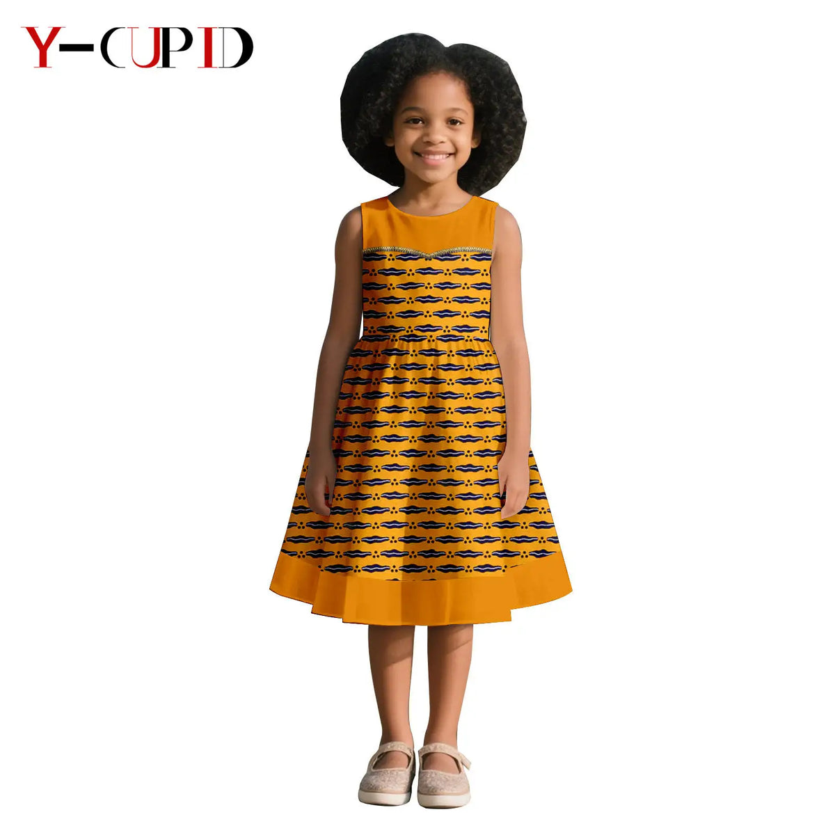 Vestido Ankara Sin Mangas Perlas Algodón Niña | Tallas XS-XXL | Tico Trendy