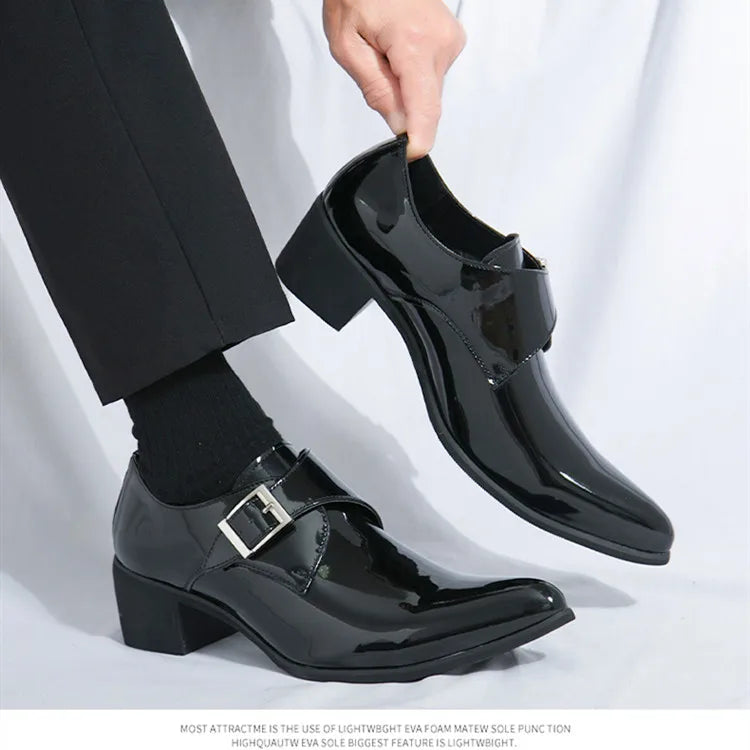 Mocasines Negros Lujo Hombre | Punta Puntiaguda Sin Cordones Zapatos Oxford Boda