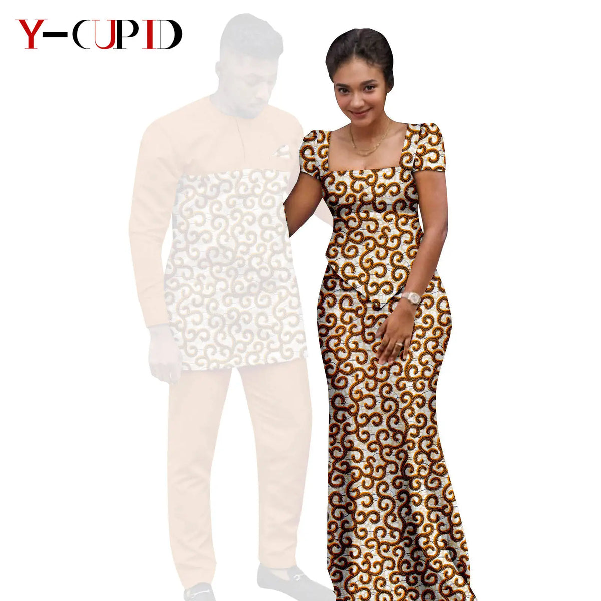 Conjunto Falda y Top Africano Bazin Riche Pareja | Top y Pantalón | Tallas XS-6XL | Tico Trendy